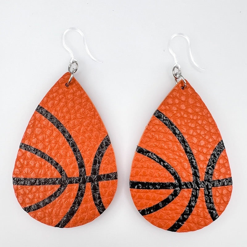 Textured Basketball Earrings (Teardrop Dangles)