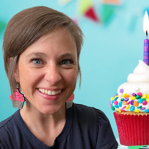 Exaggerated Cupcake Dangles Hypoallergenic Earrings for Sensitive Ears Made with Plastic Posts