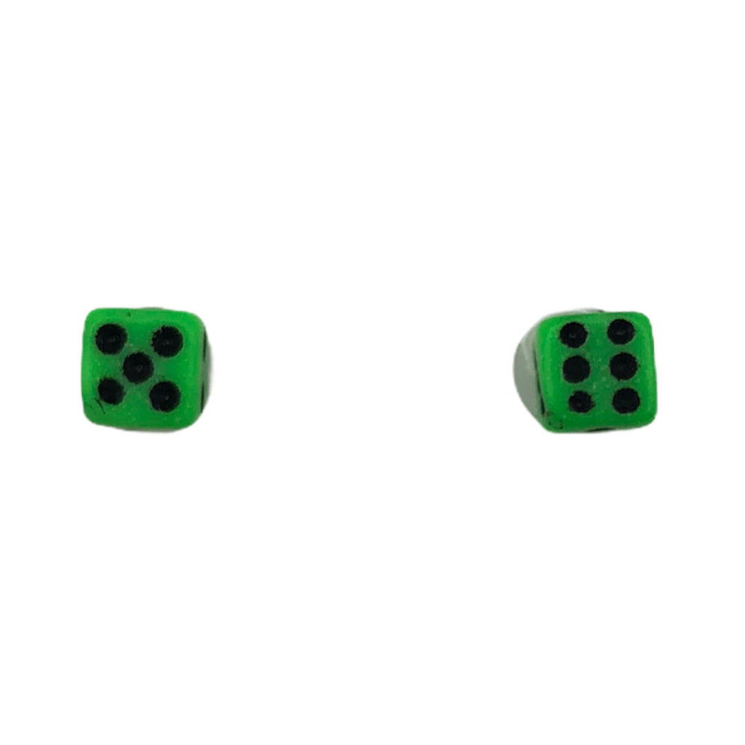 Dice Earrings (Studs) - green/black