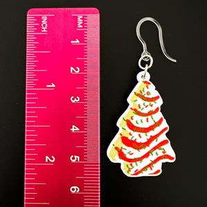 Exaggerated Christmas Tree Cake Earrings (Dangles) - size