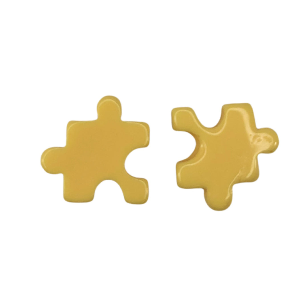 Pastel Puzzle Piece Earrings (Studs) - yellow