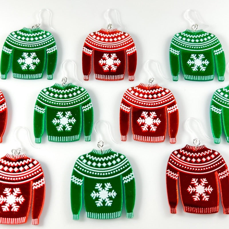 Exaggerated Christmas Sweater Earrings (Dangles) - all colors