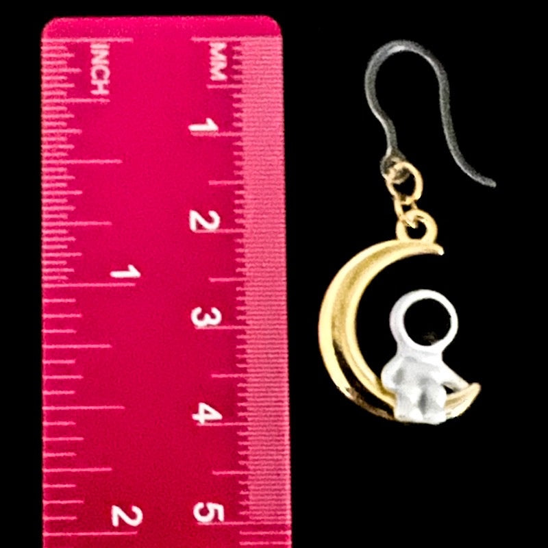 Astronaut Moon Star Earrings (Dangles) - size