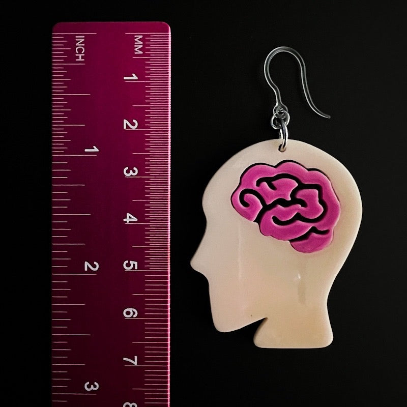 Exaggerated Brain Earrings (Dangles) - size