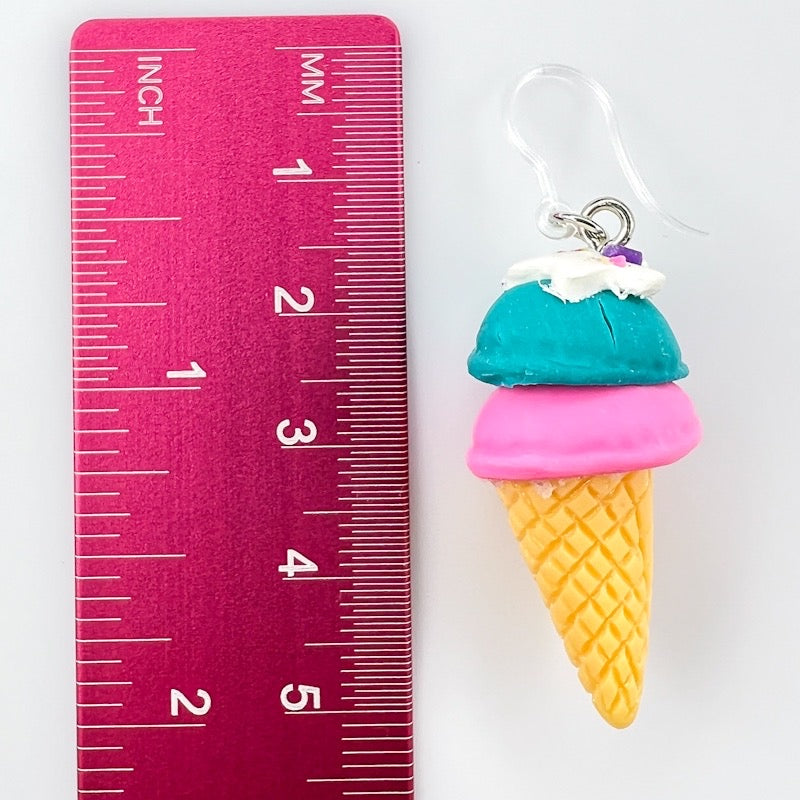 Double Scoop Ice Cream Earrings (Dangles) - size