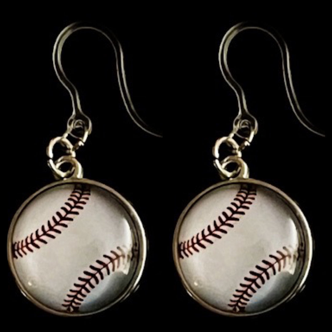 Sports Ball Earrings (Dangles) - baseball