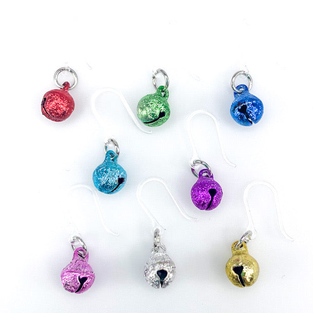 Tiny Jingle Bell Earrings (Dangles) - all colors