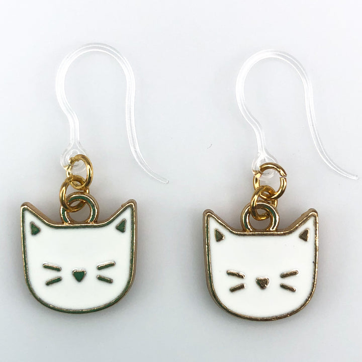 Cat Face Earrings (Dangles) - white