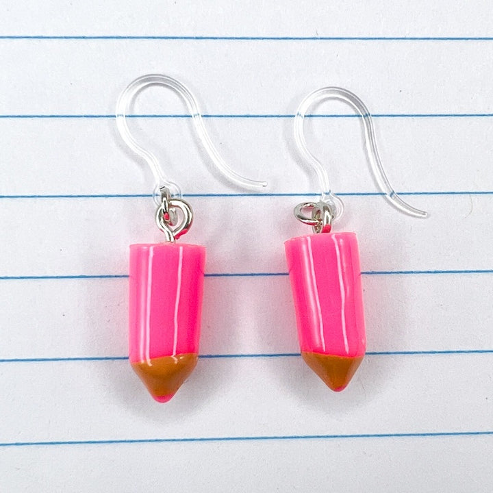 Colored Pencil Earrings (Dangles) - pink