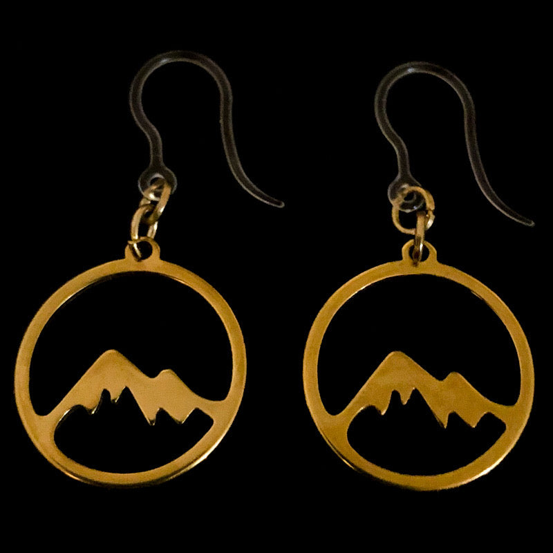 Metallic Mountain Earrings (Dangles) - gold