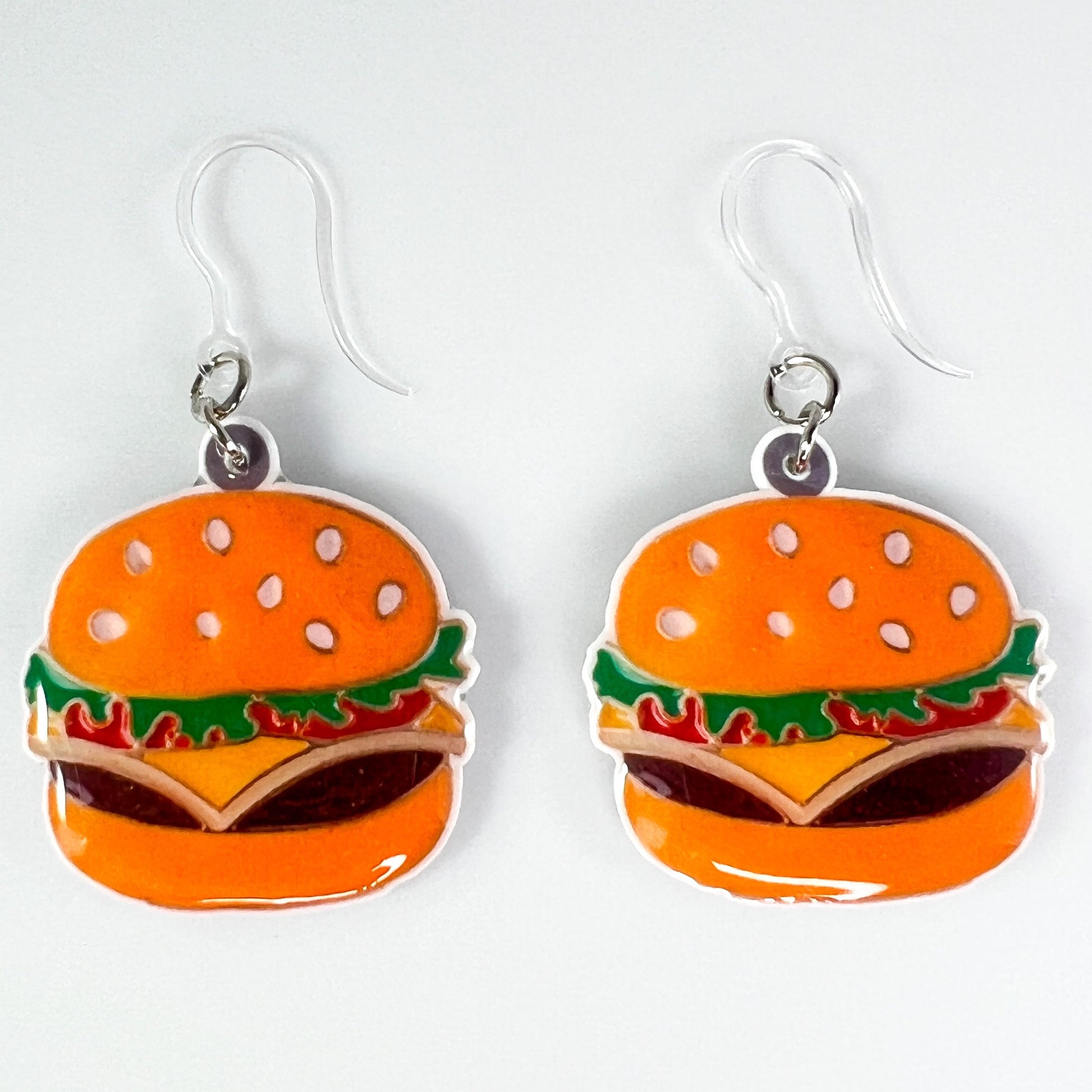 Exaggerated Junk Food Earrings (Dangles) - burger