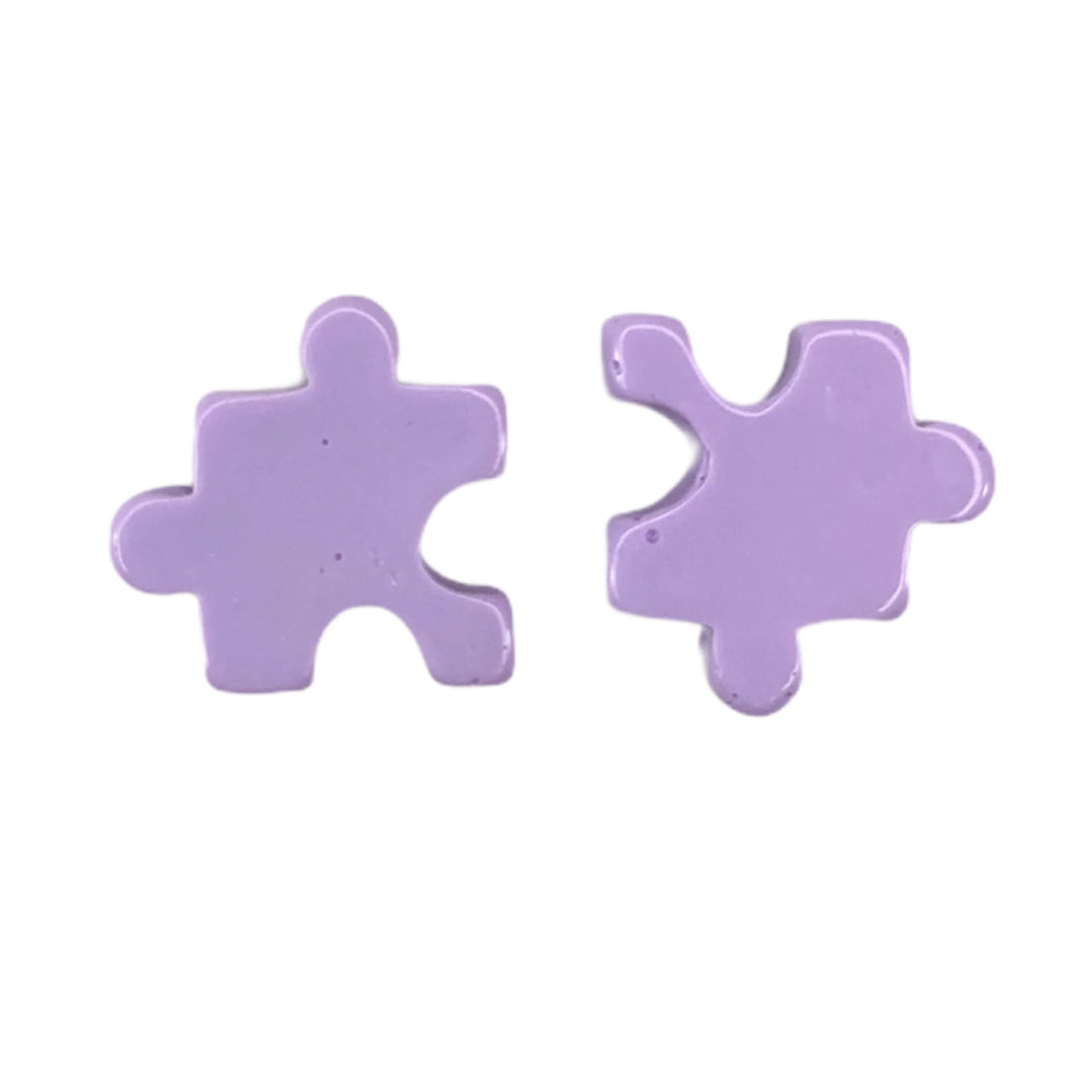 Pastel Puzzle Piece Earrings (Studs) - purple