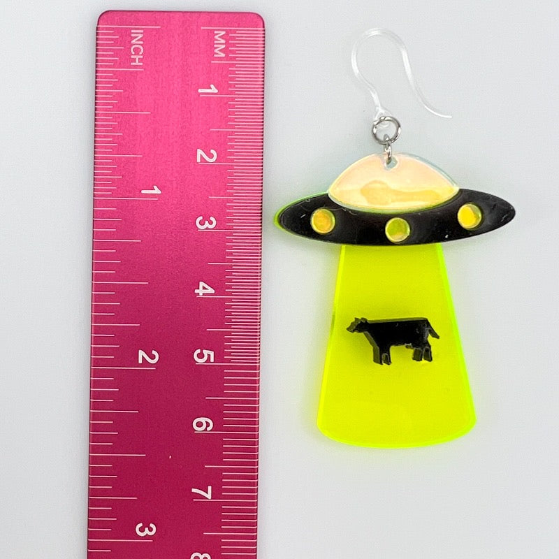 Exaggerated Tape Measure Dangles Hypoallergenic Earrings for Sensitive Ears Made with Plastic Posts