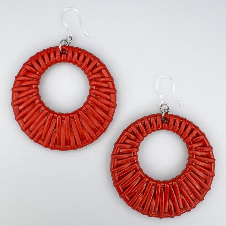 Beachy Hoop Earrings (Dangles) - red