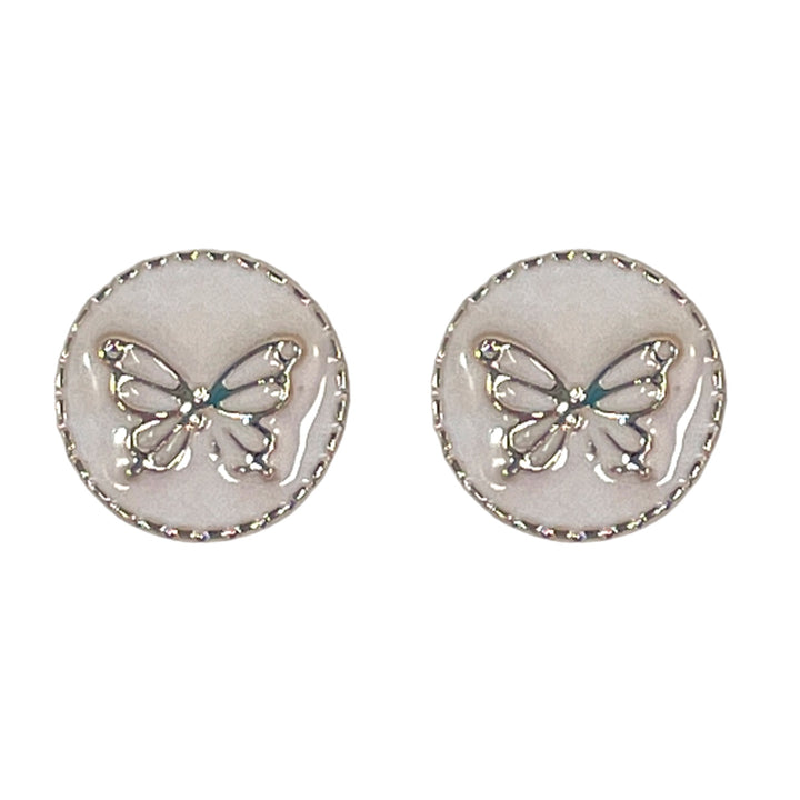 Gold Rimmed Butterfly Earrings (Studs) - cream