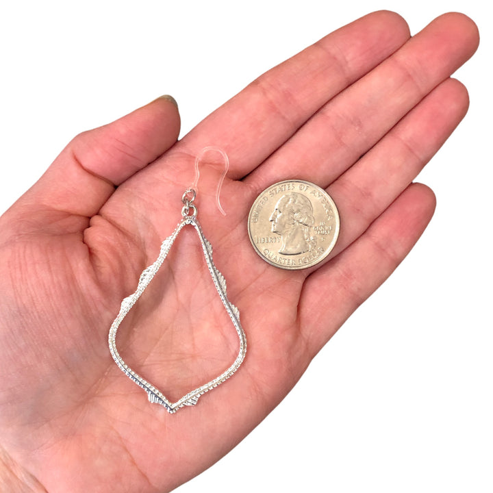 Large Chandelier Earrings (Dangles) - size comparison quarter & hand