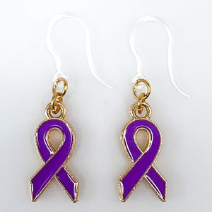 Alzheimer's Awareness Ribbon Earrings (Dangles)