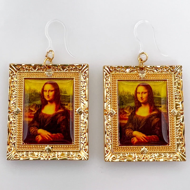 Da Vinci Mona Lisa Framed Art Earrings (Dangles)